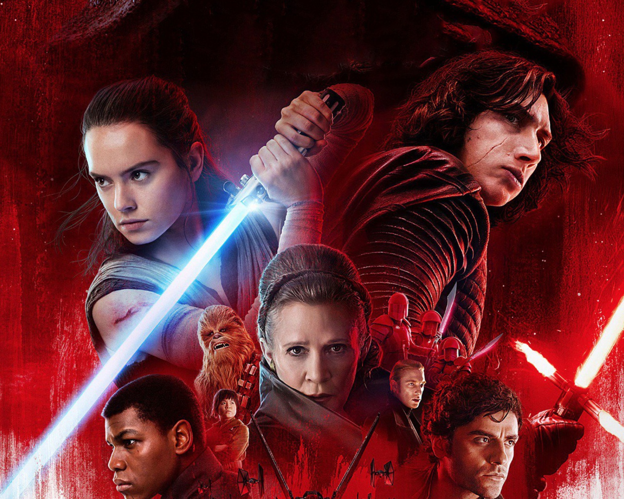 Постер с главными героями фильма Звёздные войны. Последние джедаи, 2017