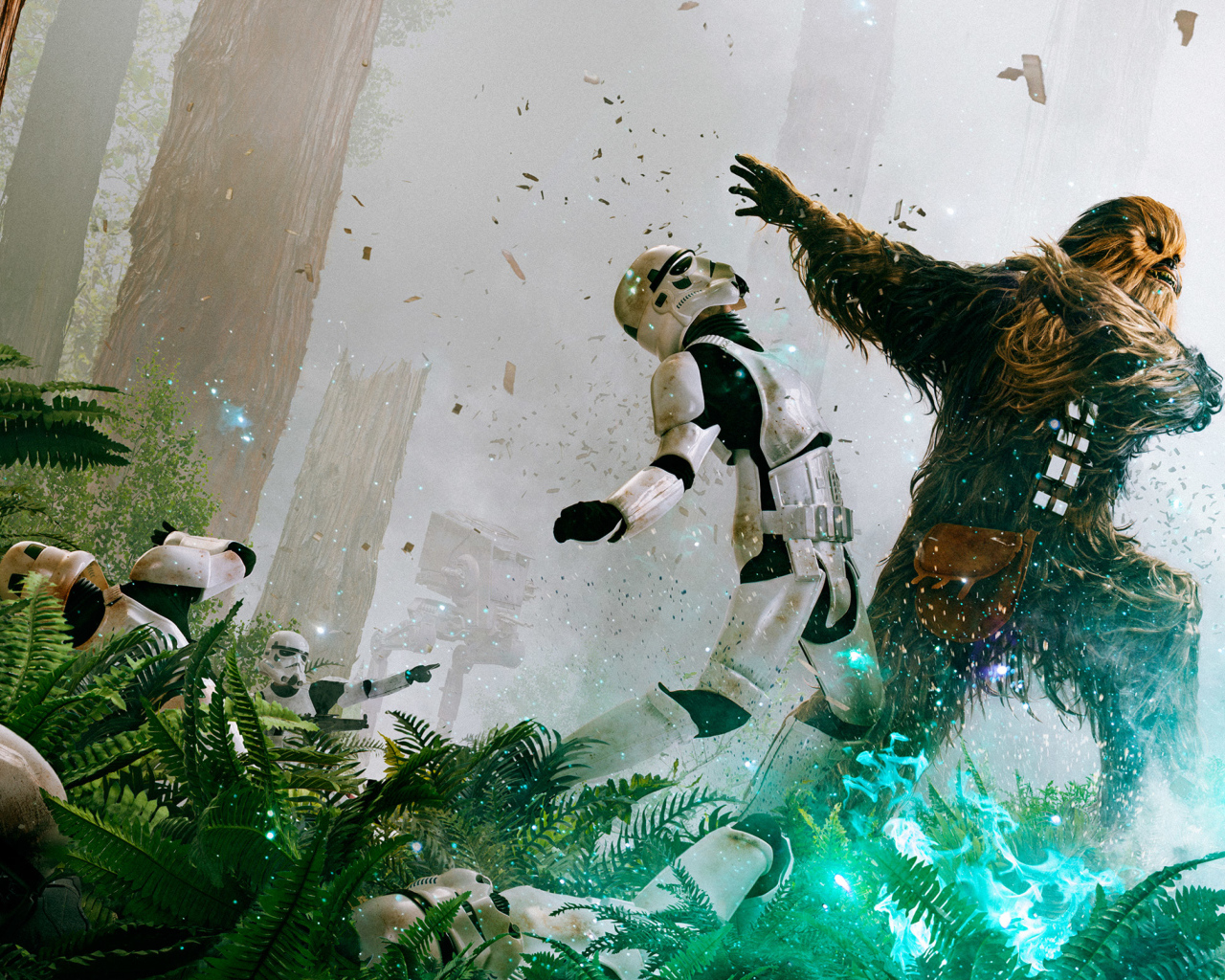 Чубакка сражается с имперскими штурмовиками, Звездные войны 