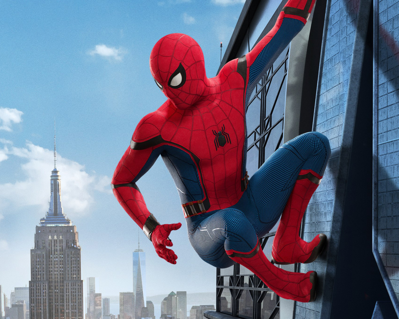 Главный герой фильма Человек-паук. Возвращение домой 2017 на стене 