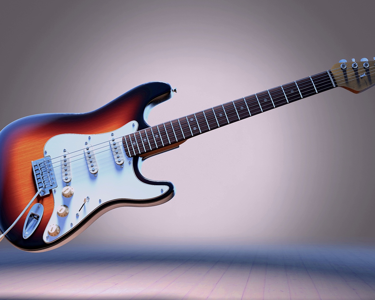 Электрическая гитара висит в воздухе