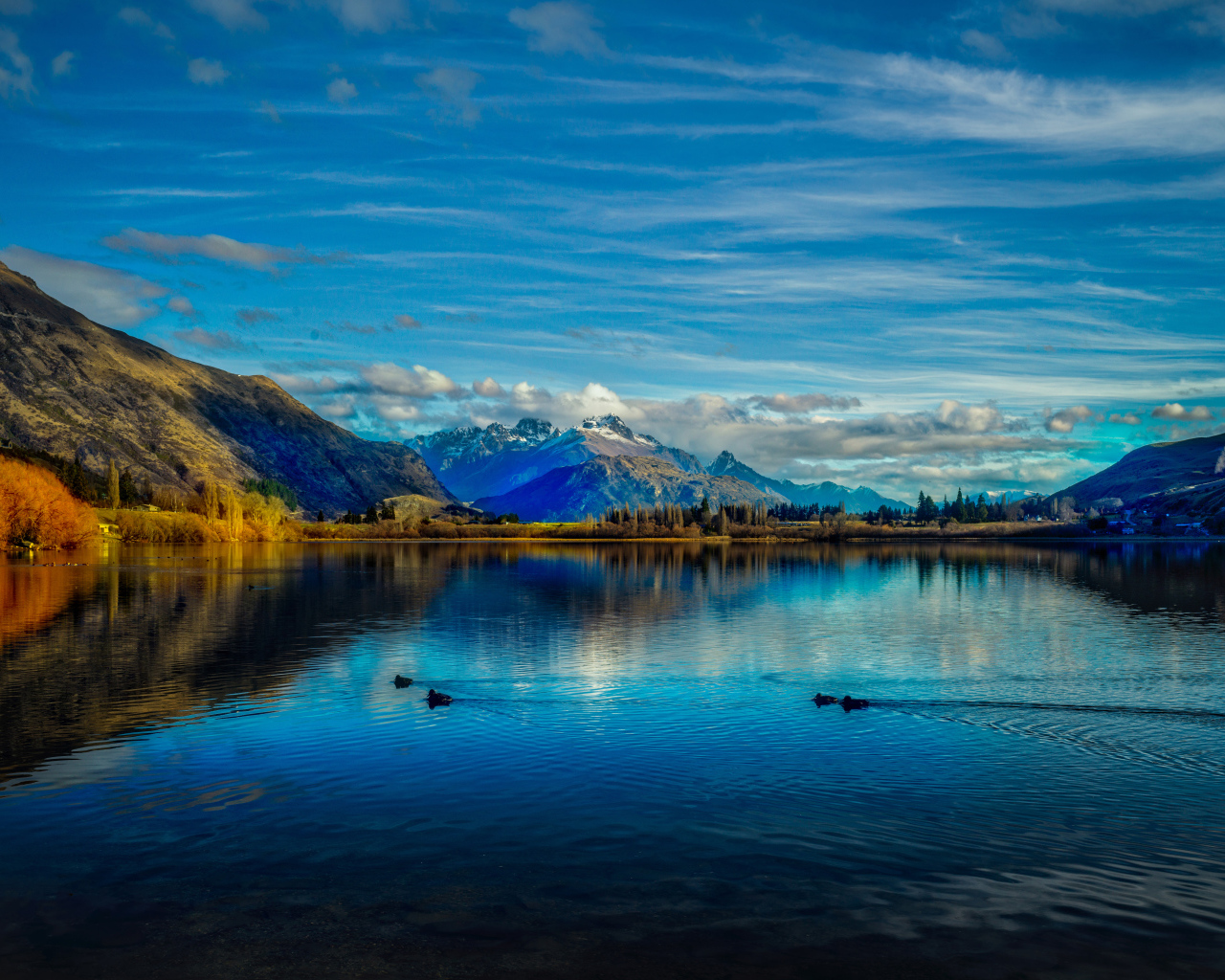 Вид на горы и озеро Хайес, Новая Зеландия