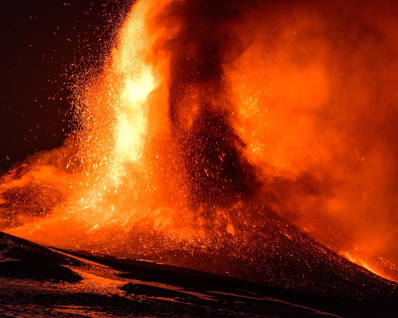 Извержение вулкана Этна, Сицилия 