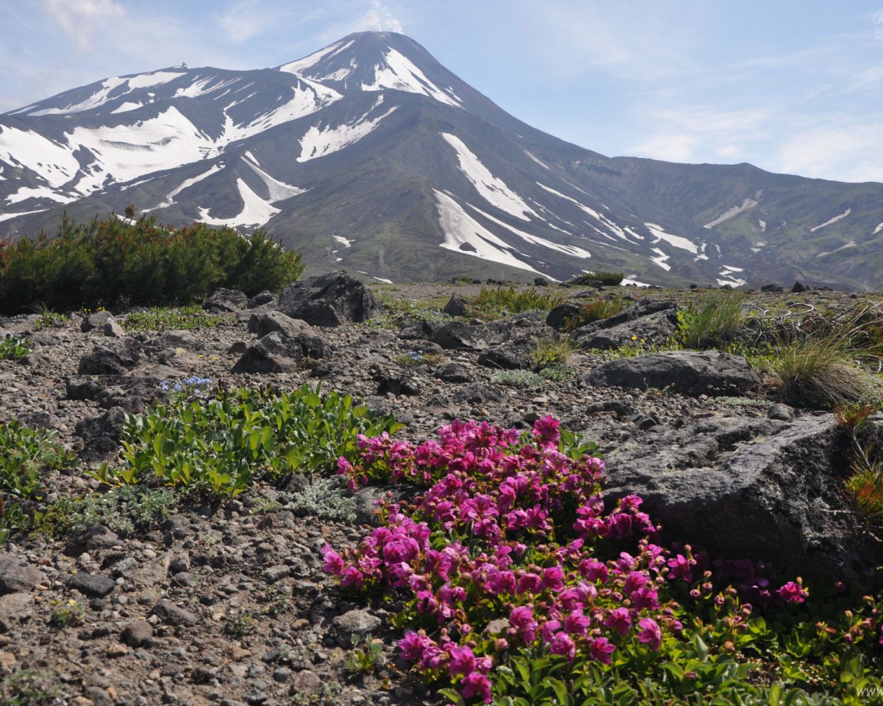 Вершина Авачинского вулкана, Камчатка. Россия 