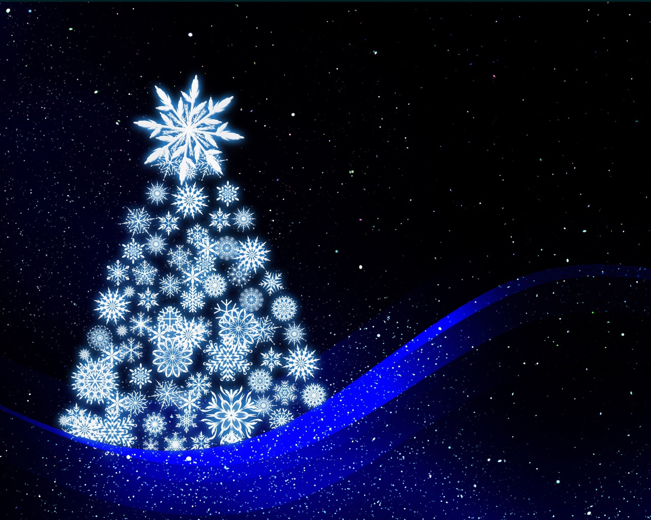 Новогодняя елка из белых снежинок арт