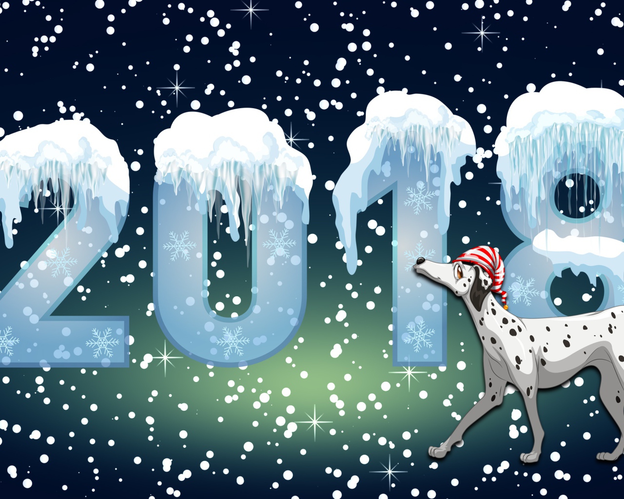 С Новым 2018 годом собаки, цифры