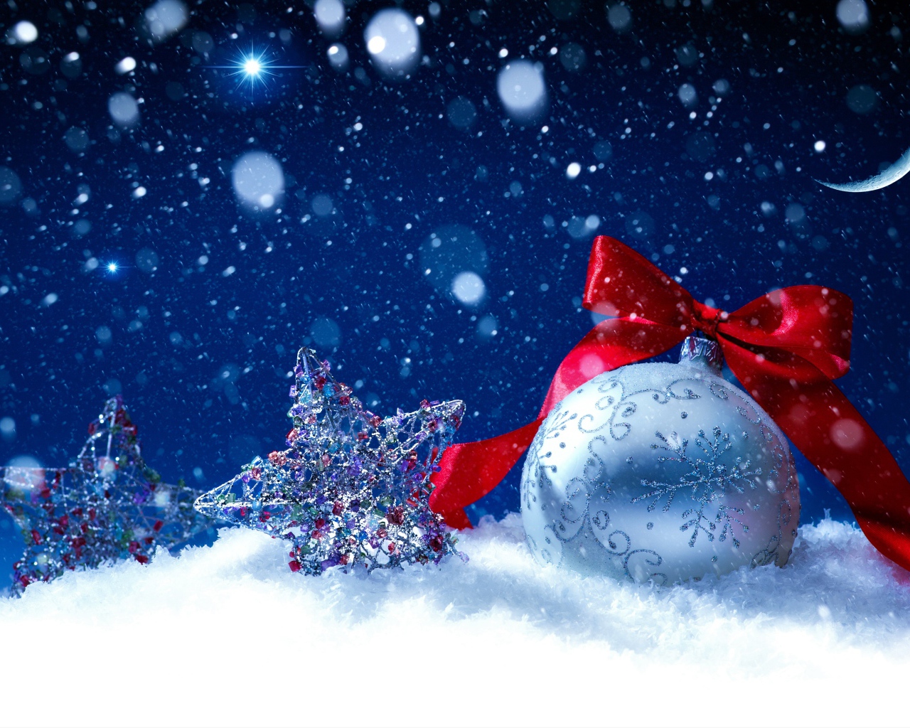 Новогодний шар с блестящими звездами декор на Новый год 2018