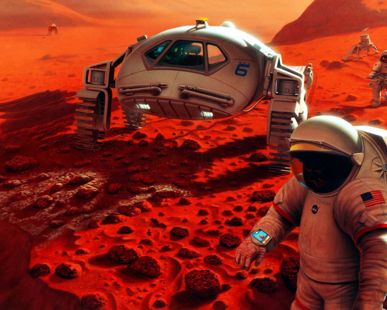 Американские космонавты на поверхности Марса 