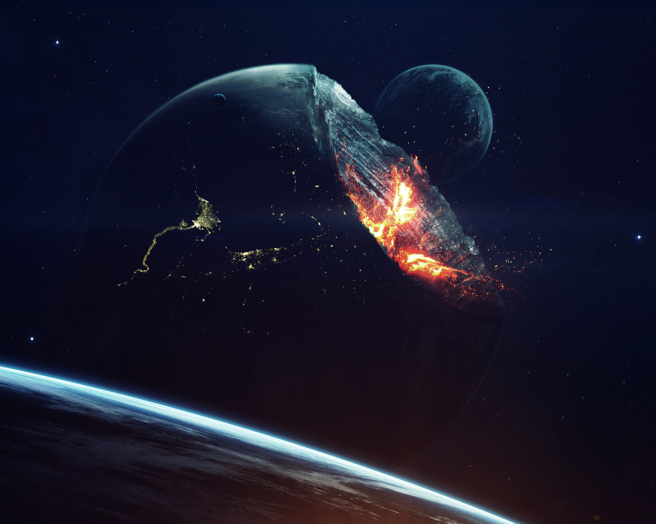 Извержение планеты земля  в космосе