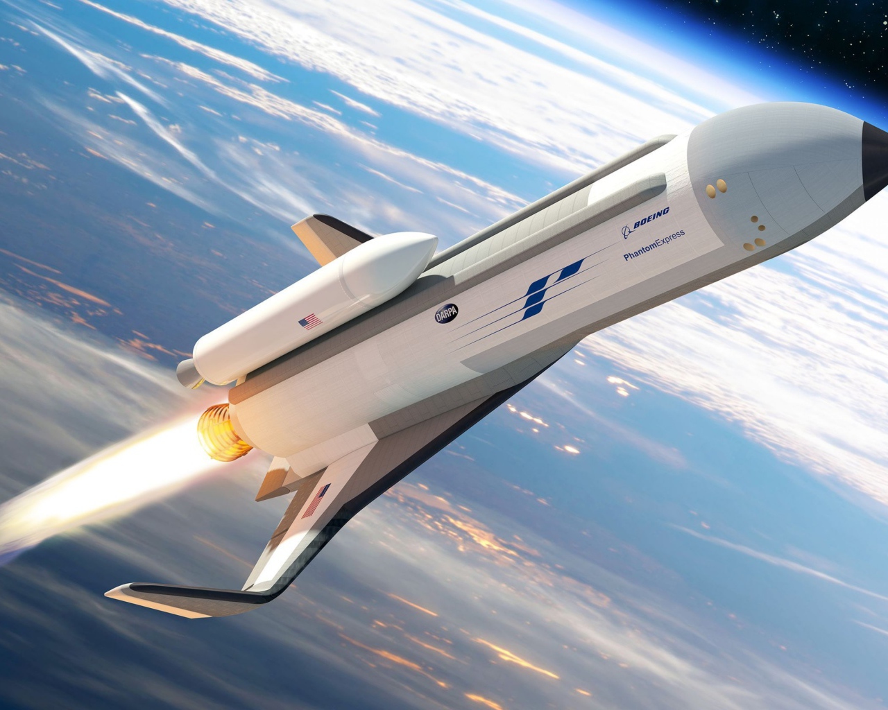 Экспериментального космический самолет Phantom Express в космосе