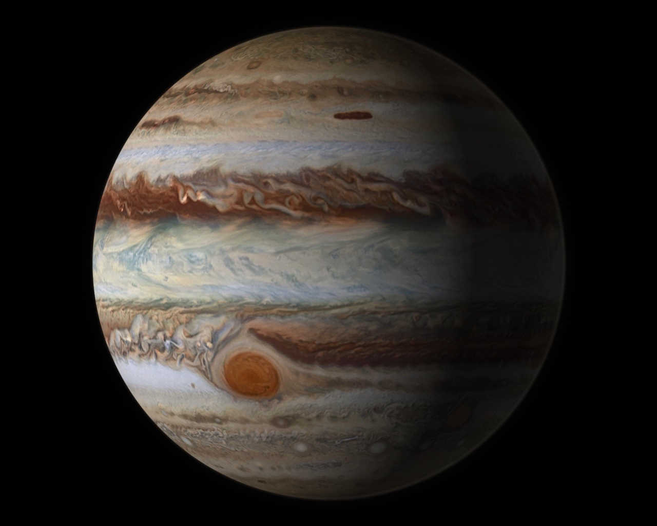 Планета Юпитер на черном фоне 