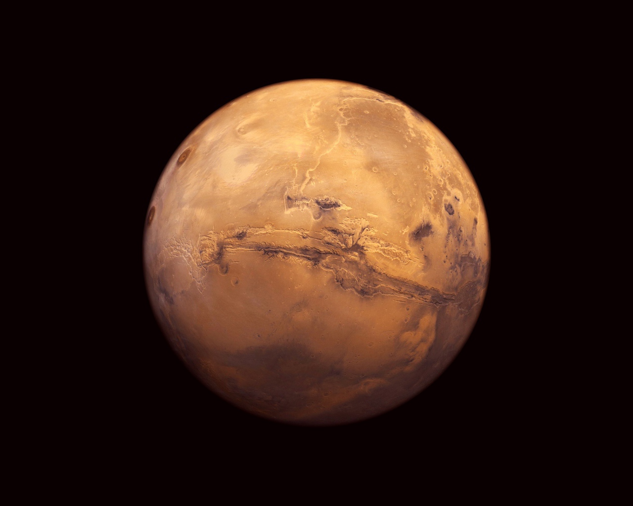 Планета Марс на черном фоне  