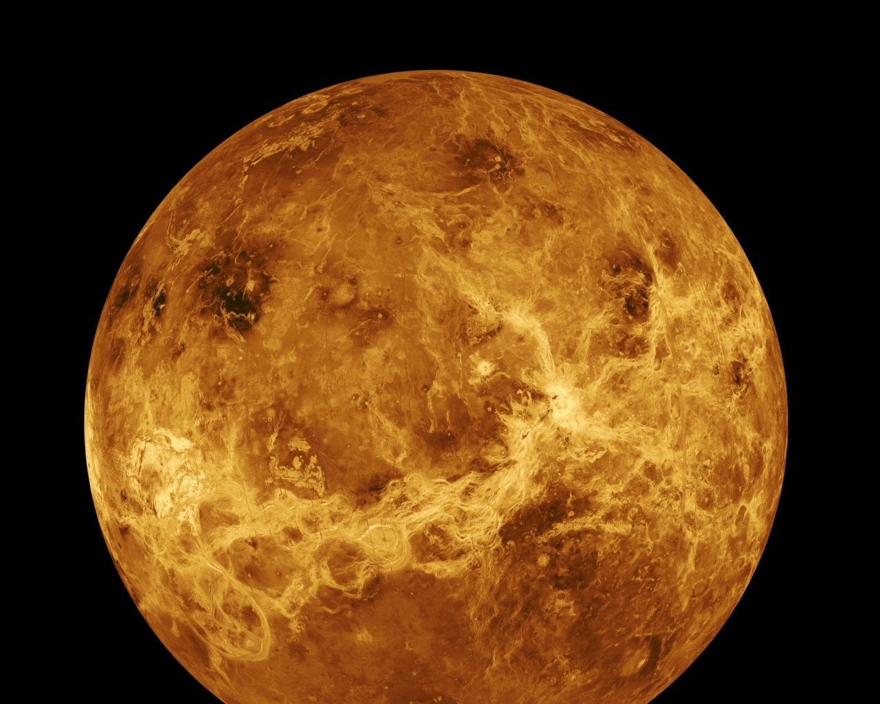 Планета Венера на черном фоне 