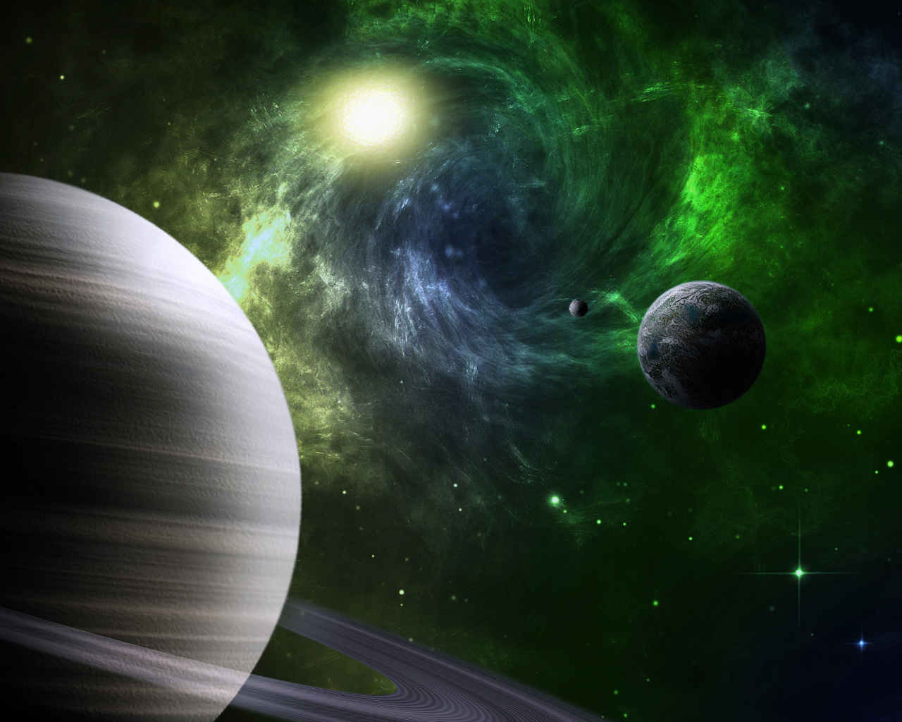 Звездные кольца планеты Сатурн 