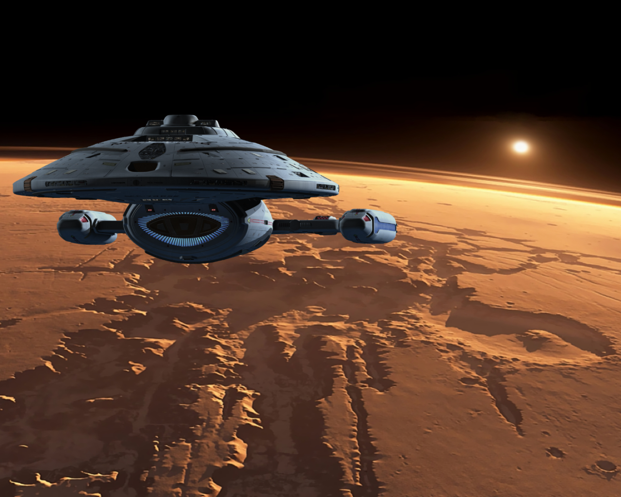 Космический корабль летит на Марс 