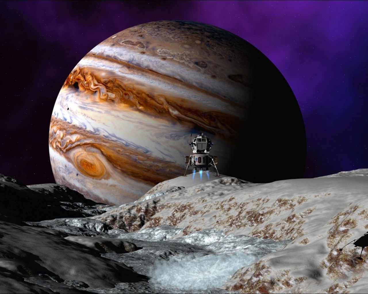 Вид на планету Юпитер с поверхности другой планеты 