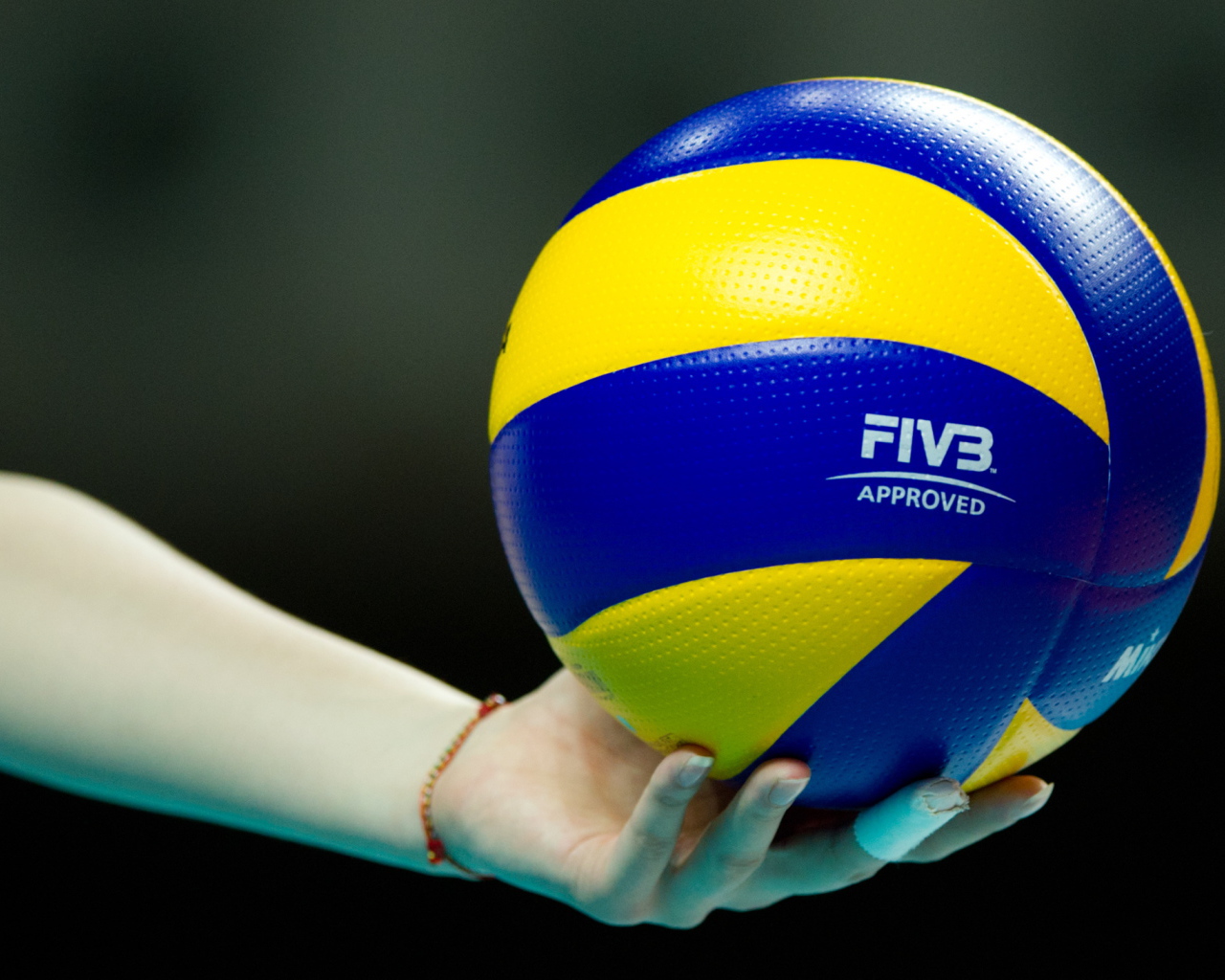 Волейбольный мяч на руке 