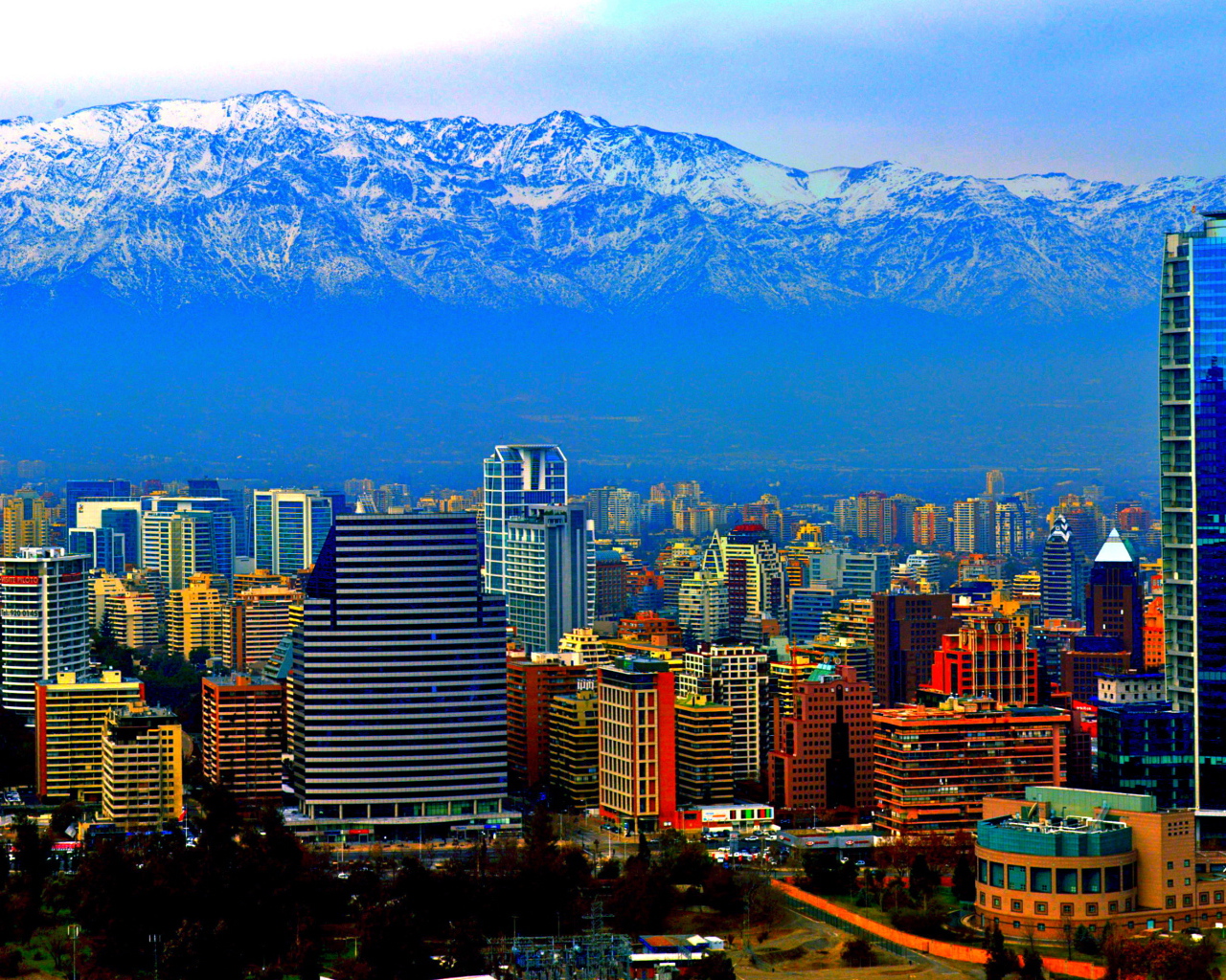 Панорама города Сантьяго, Чили 