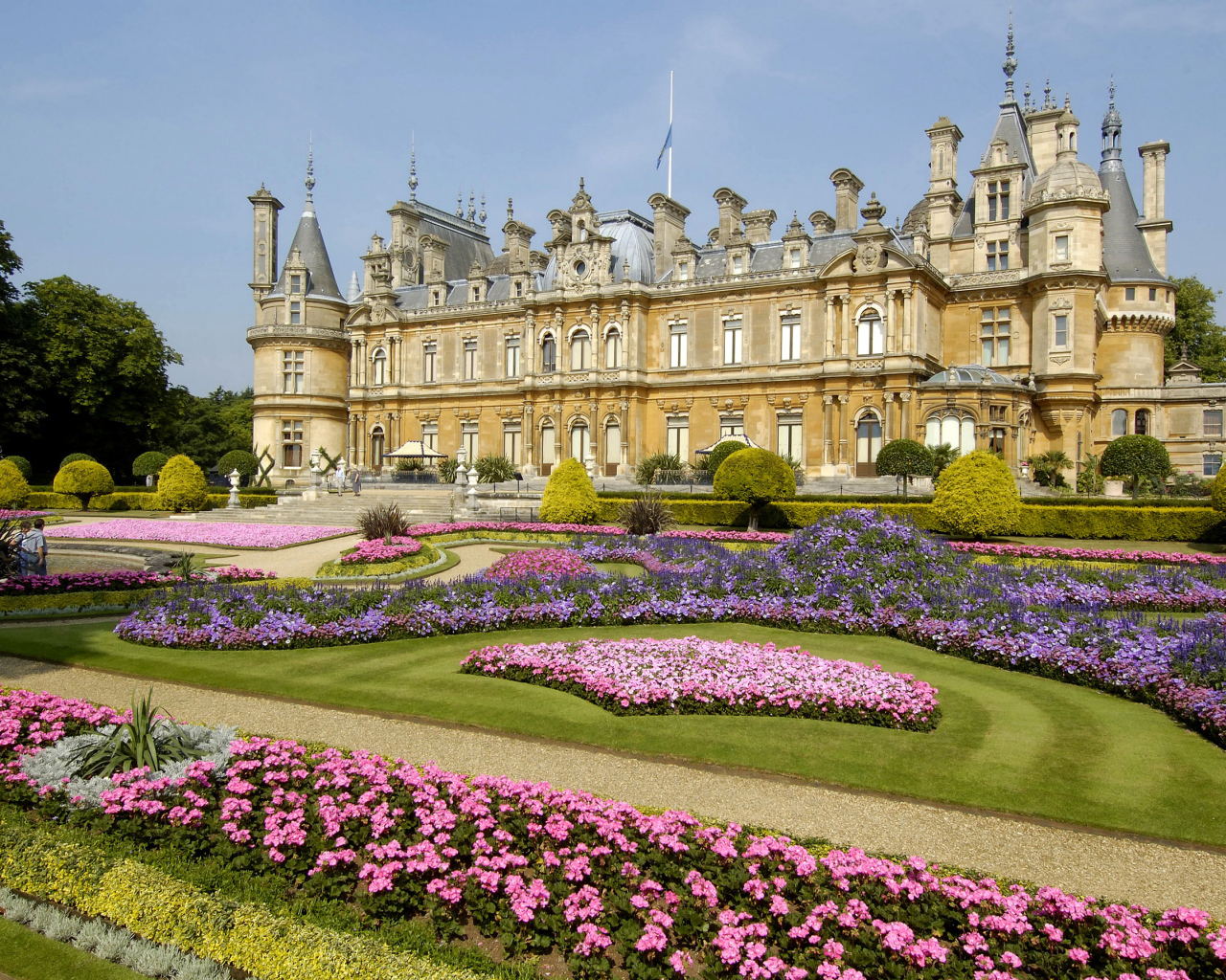 Цветущие цветы у поместья Уоддесдон, Англия 