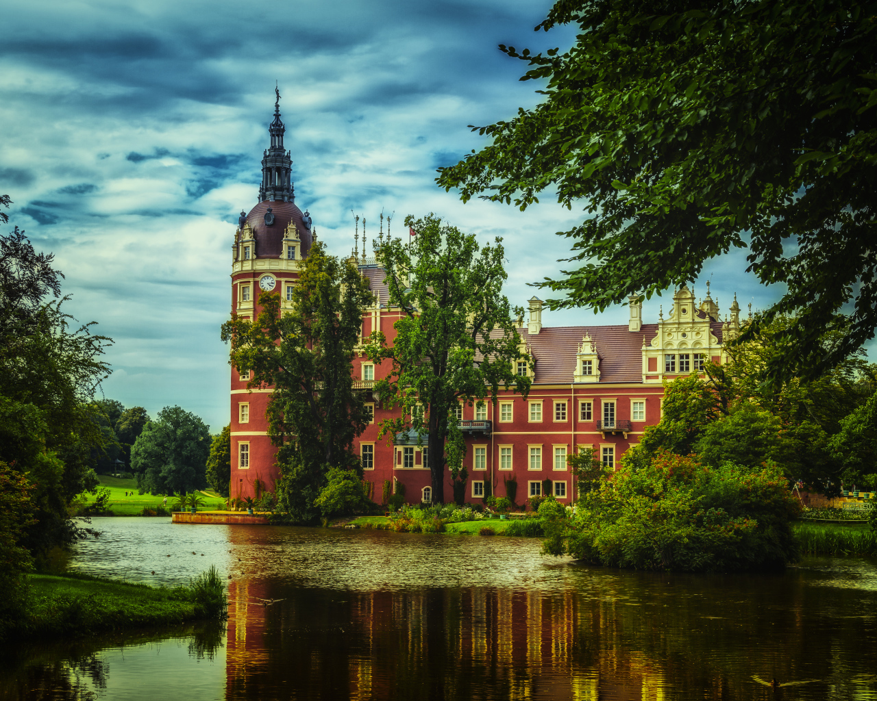 Ancient castle Moritzburg by the pond, Germany
