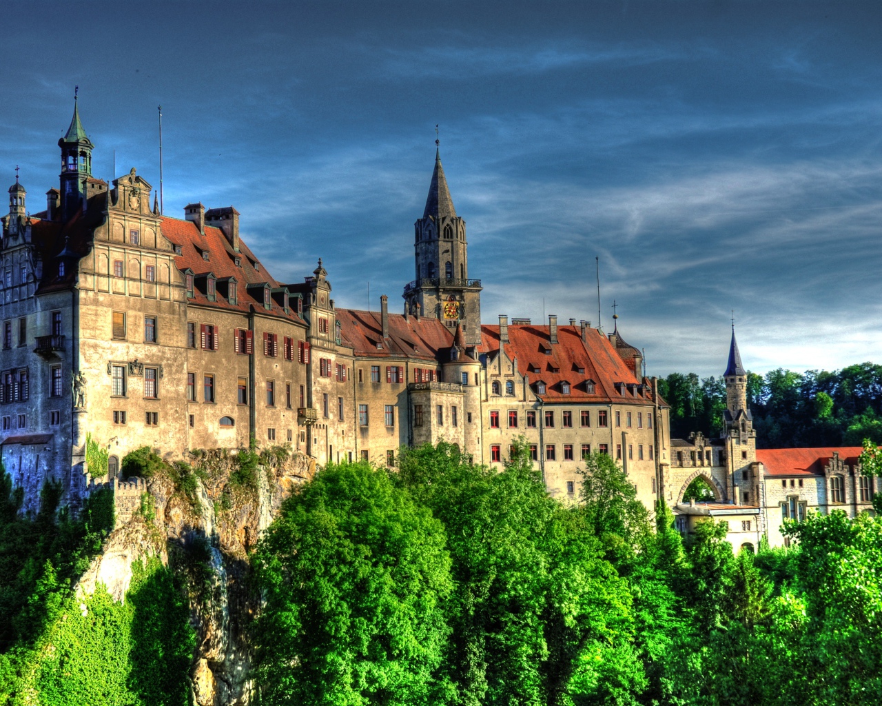 Ancient castle Sigmaringen against the sky, Germany