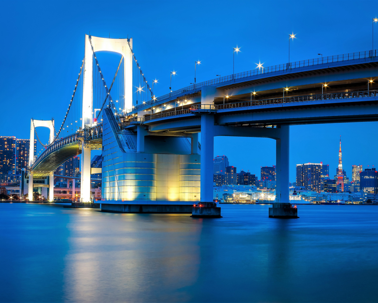 Big beautiful bridge in the evening, Tokyo. Japan