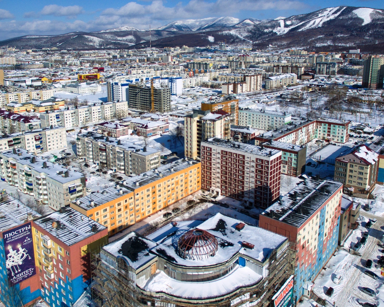 Панорама города Сахалин, Россия 