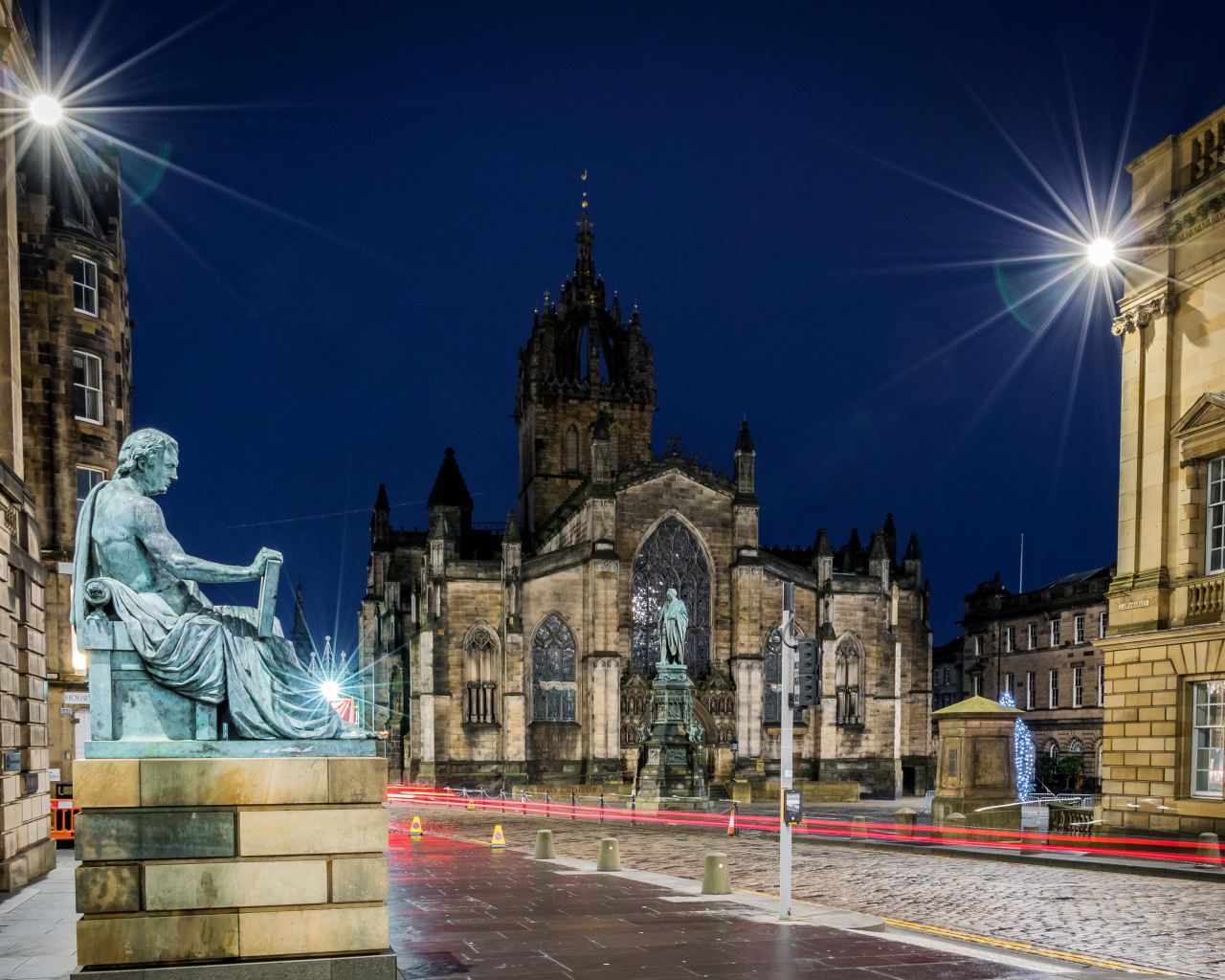 Собор Святого Эгидия ночью, Эдинбург. Шотландия 