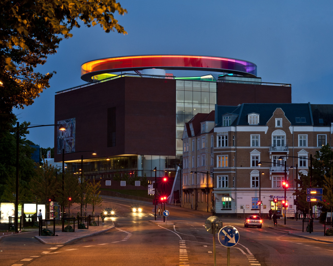 Панорама вечернего города Орхус, Дания