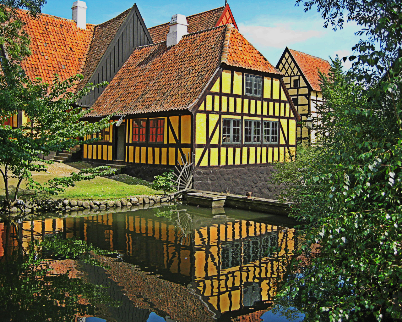 Старый город музей Ден Гамле Бю в Орхусе, Дания 