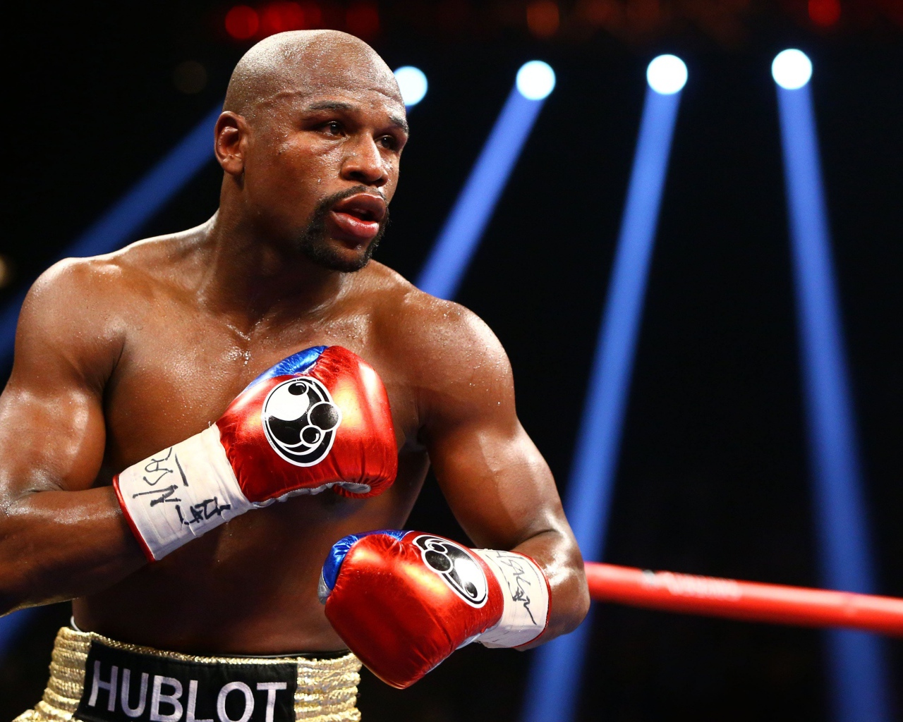 Famous boxer Floyd Mayweather in the ring