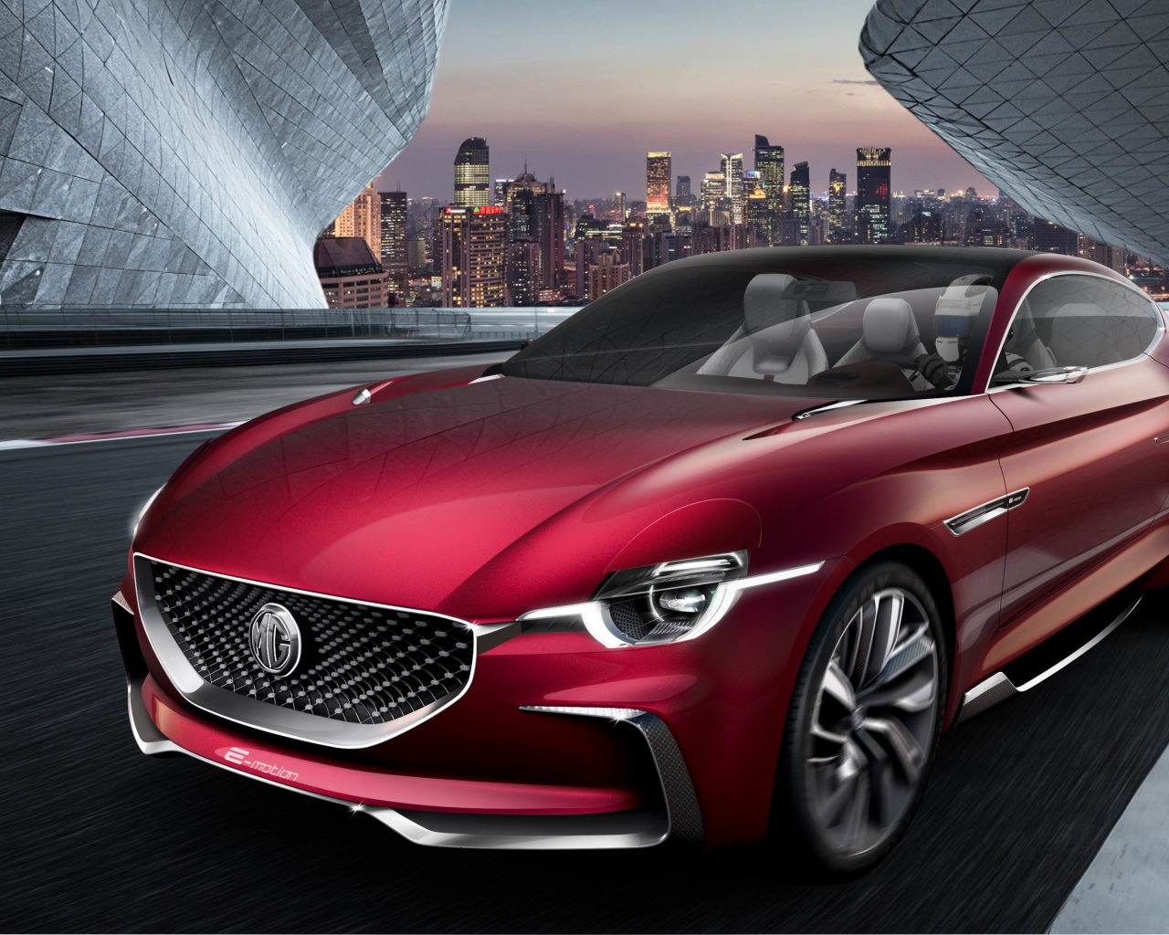 Бордовый электромобиль MG E-Motion, новинка 2020 года