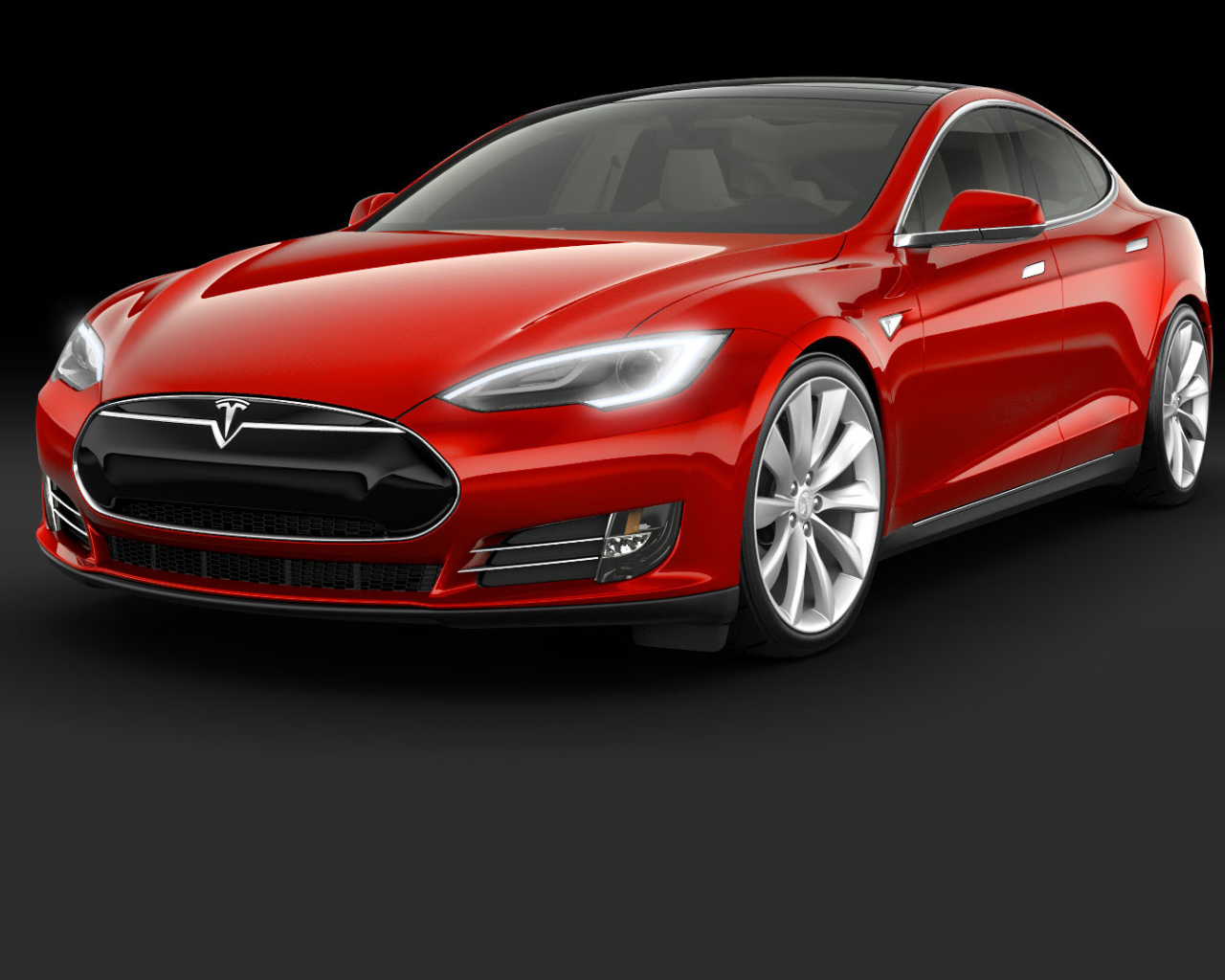 Красный электромобиль Tesla Model S 