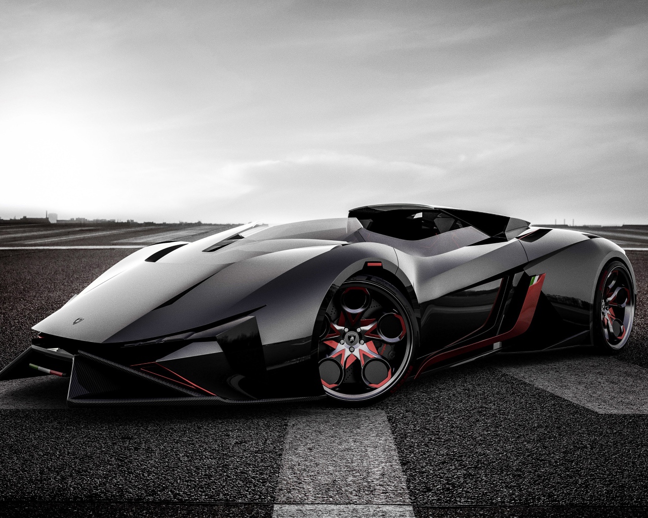 Стильный черный электромобиль Lamborghini Diamante