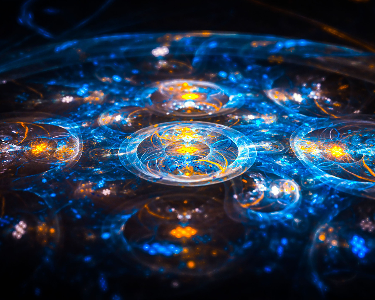 Красивый голубой с желтым фрактальный рисунок