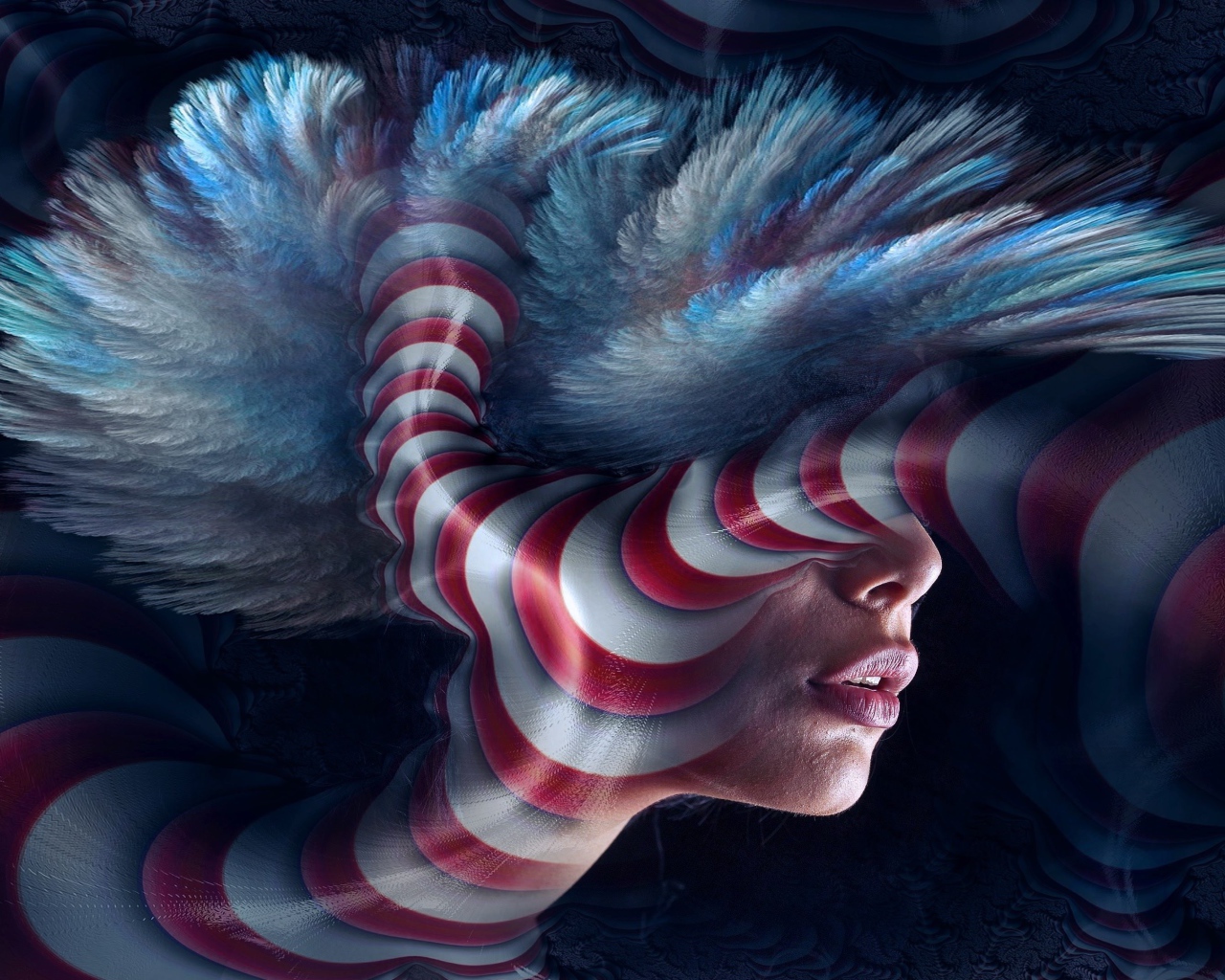 Женское лицо в абстрактной графике