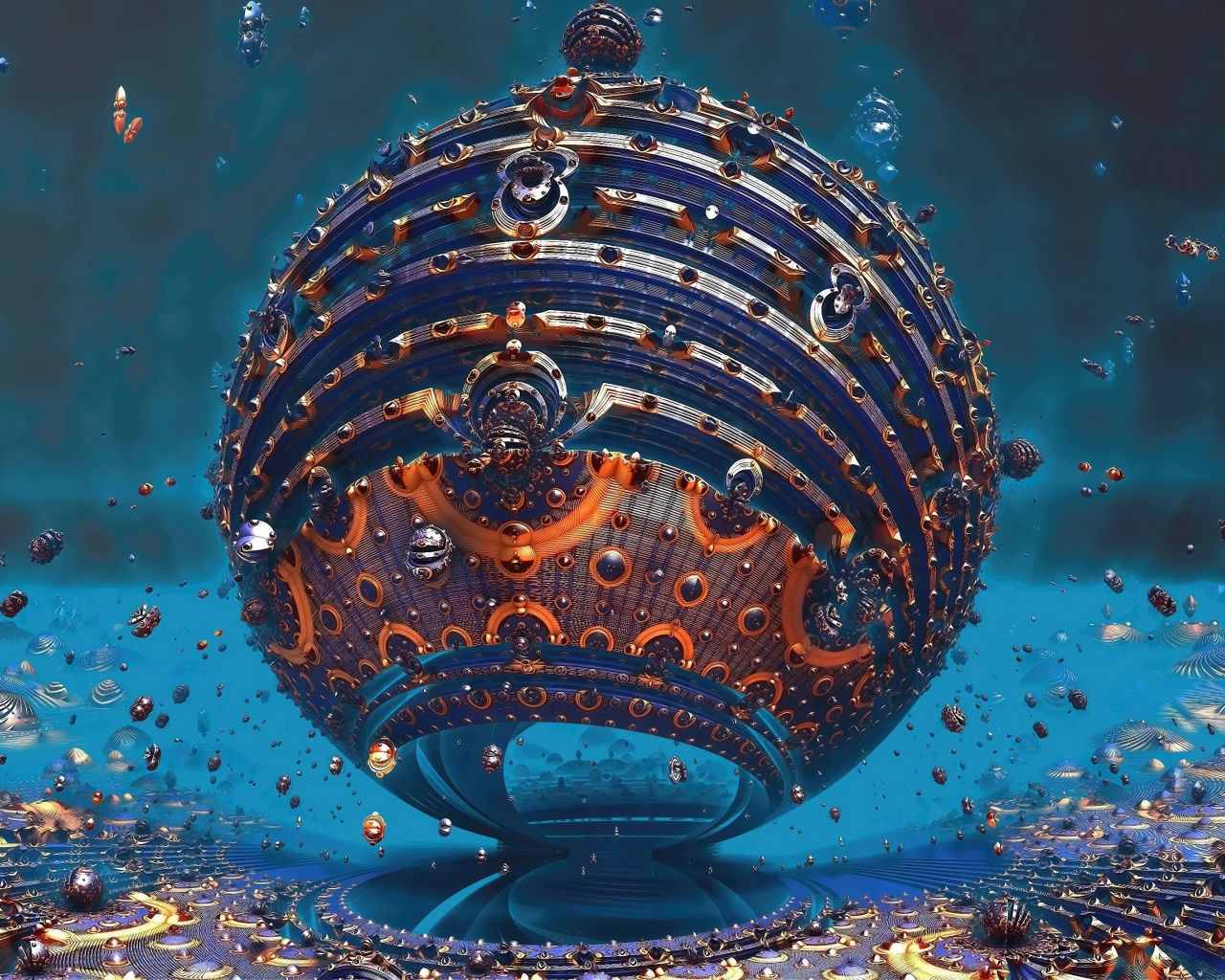 Фрактальная 3д сфера крупным планом