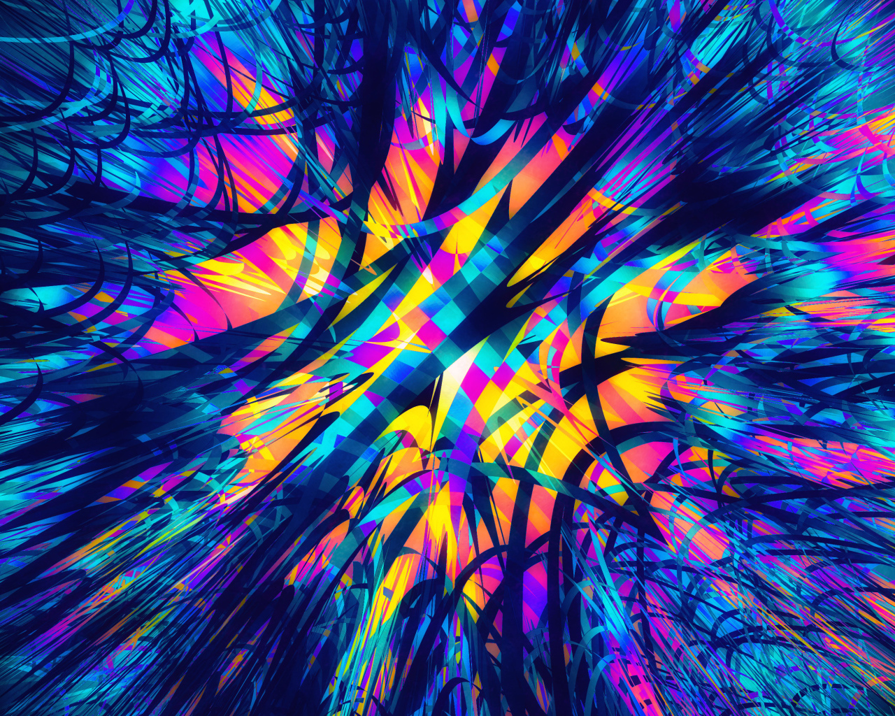 Разноцветный абстрактный рисунок на синем фоне