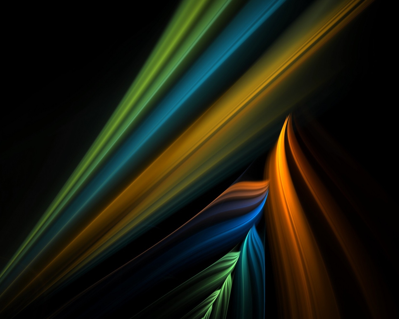 Разноцветные абстрактные линии на черном фоне