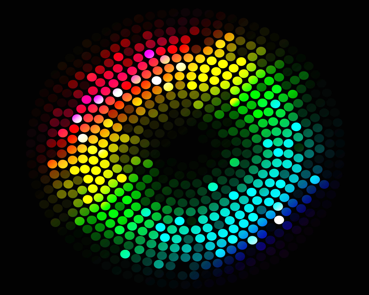 Разноцветные круги на черном фоне 3д графика