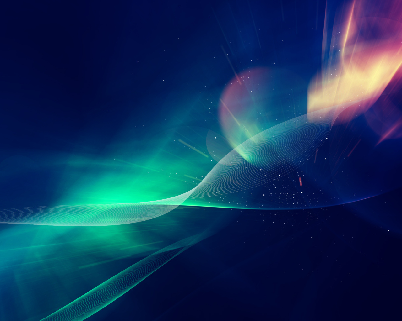 Разноцветное сияние на синем фоне, абстракция