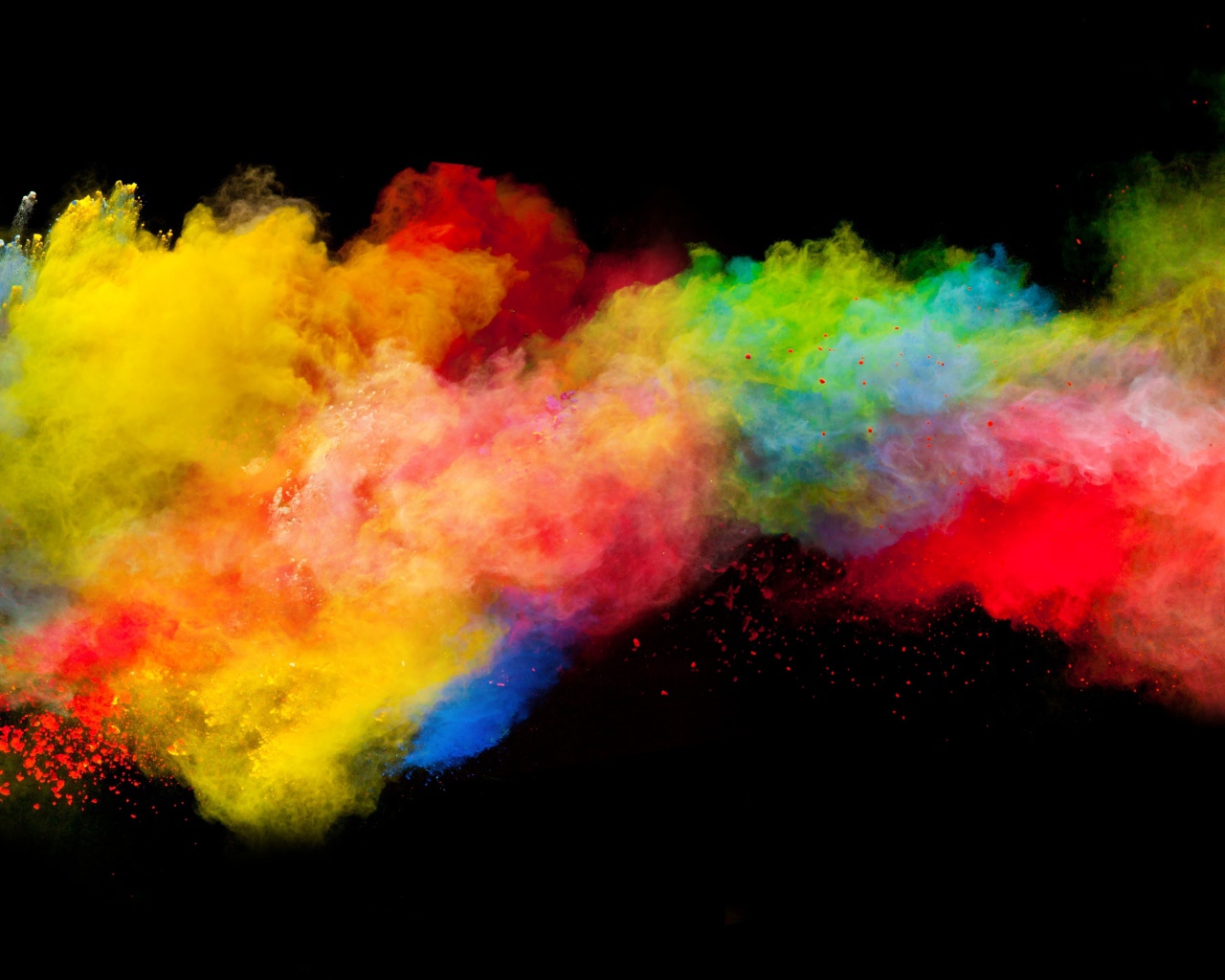 Разноцветный дым на черном фоне, 3д графика