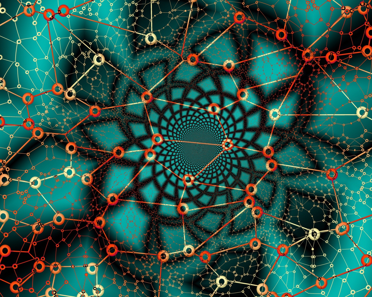 Узор из линий с кругами на голубом фоне