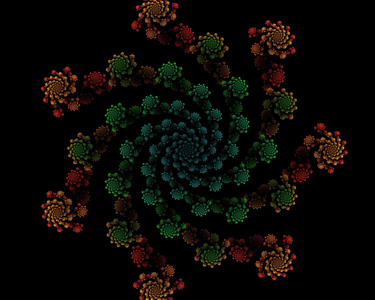 Узорный фрактальный рисунок на черном фоне