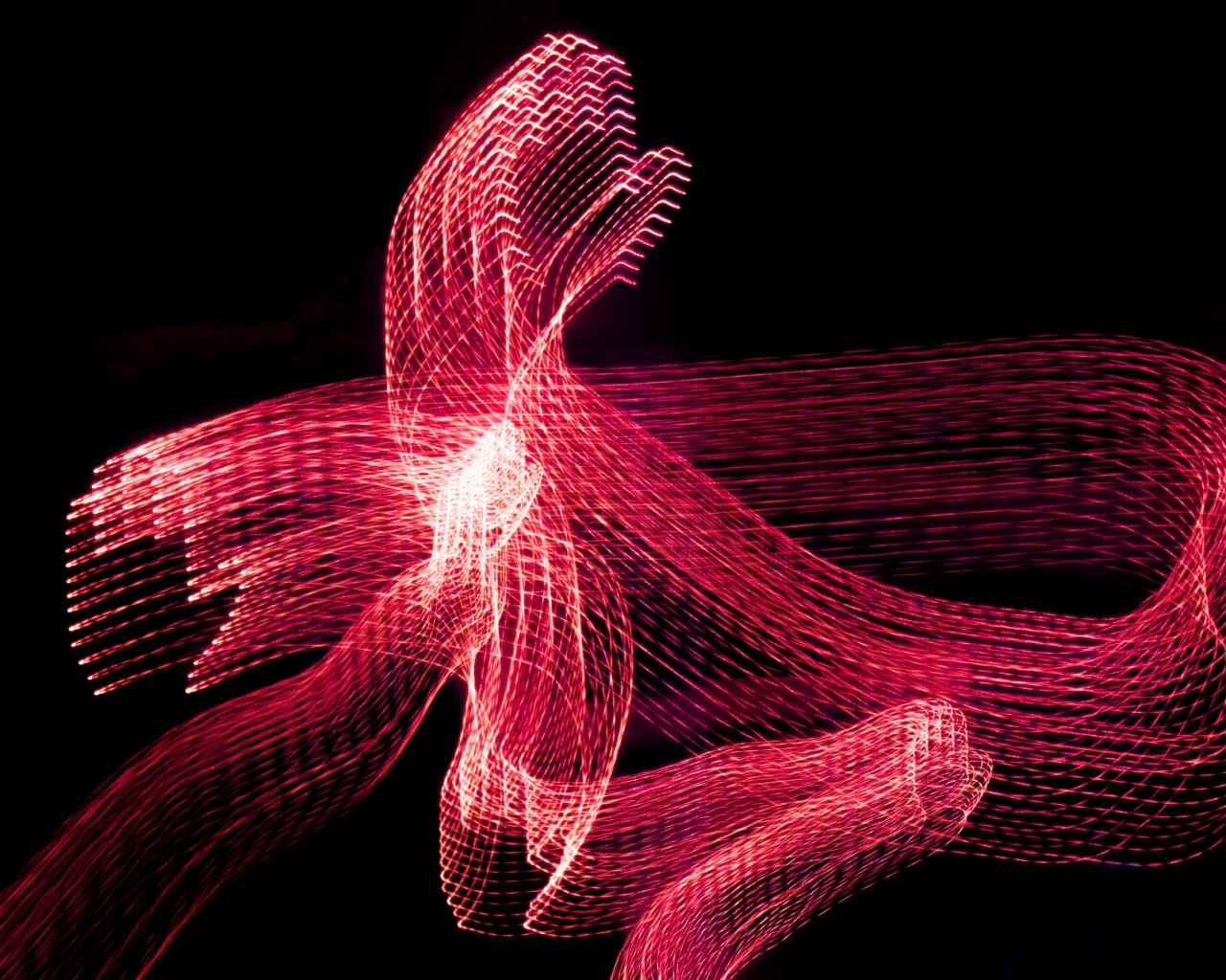 Red abstract network on a black background
