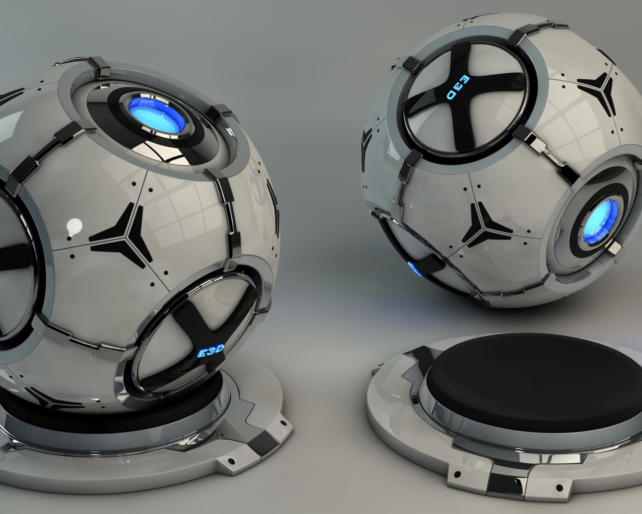 Две сфера на сером фоне, 3д графика