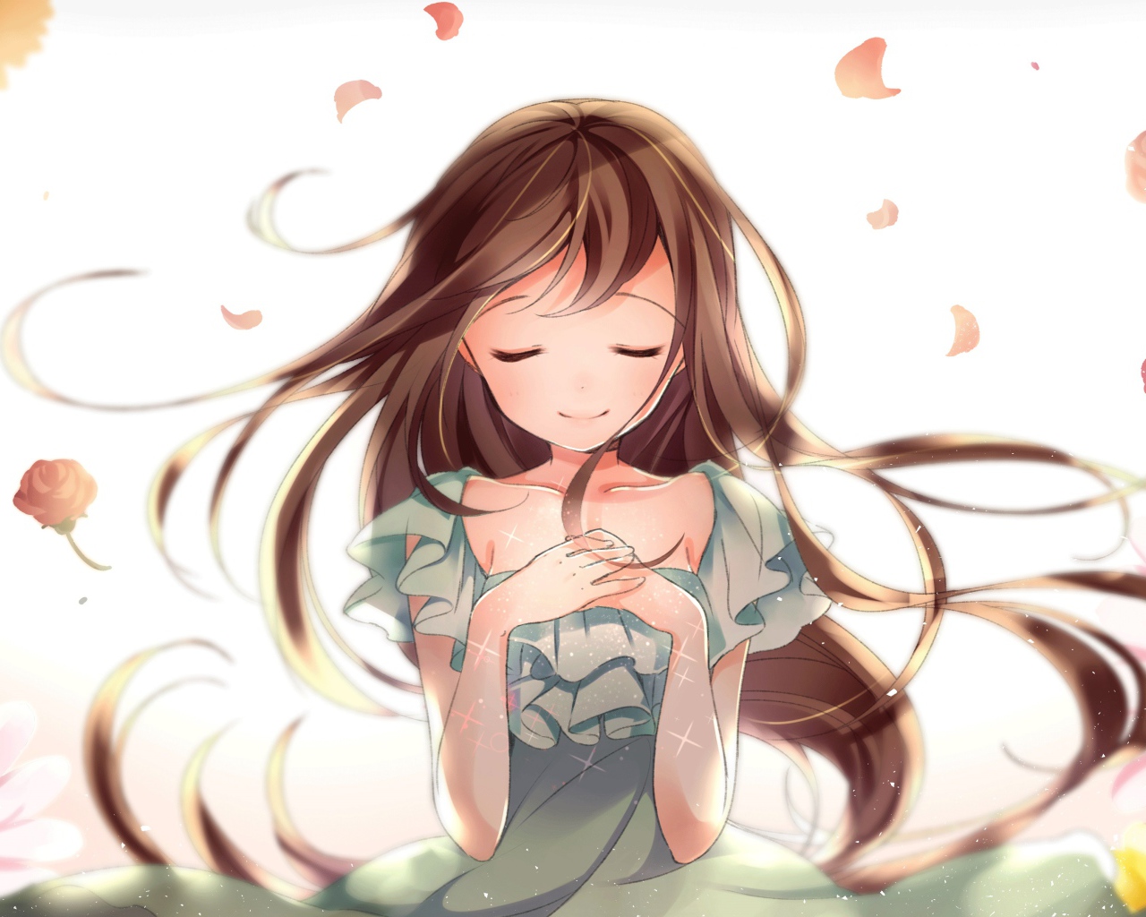 Красивая девушка аниме с закрытыми глазами