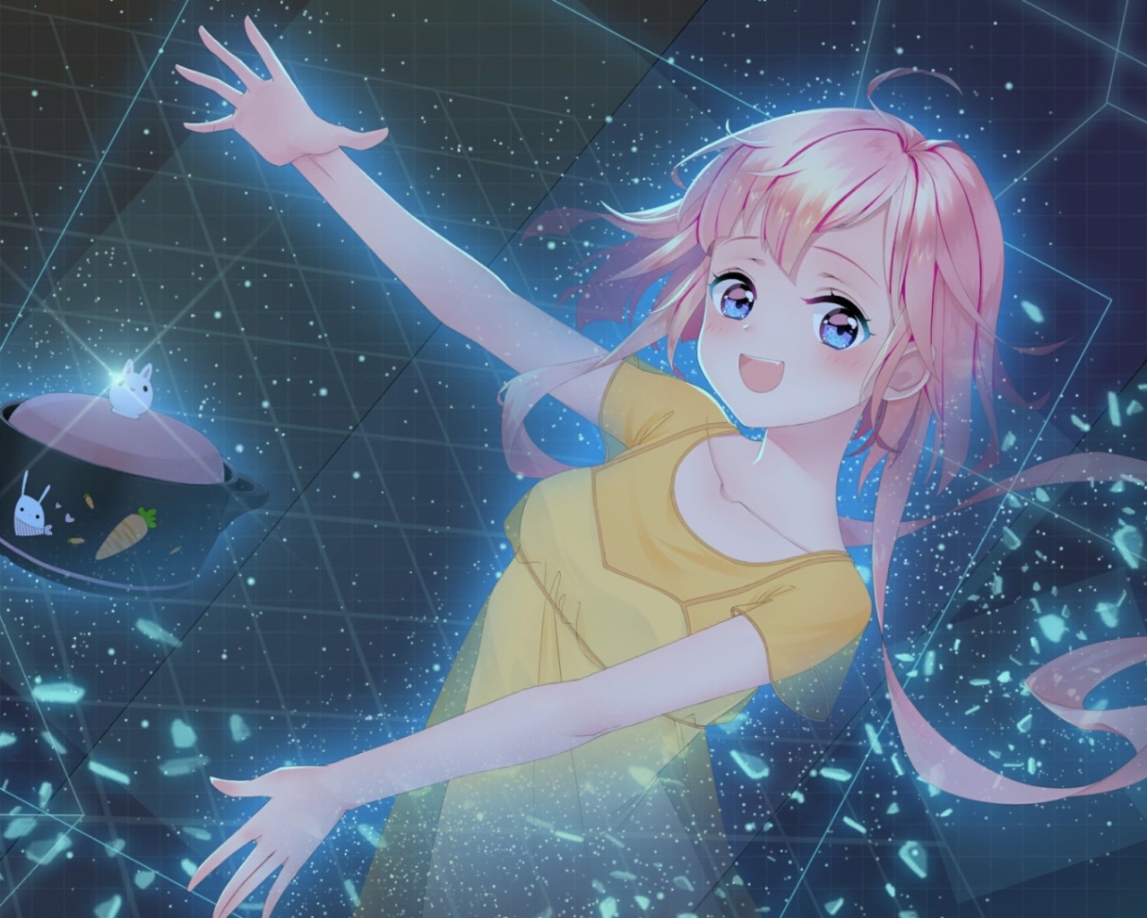 Красивая девушка аниме с розовыми волосами 