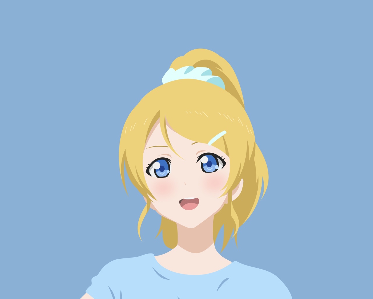 Голубоглазая девушка аниме с желтыми волосами