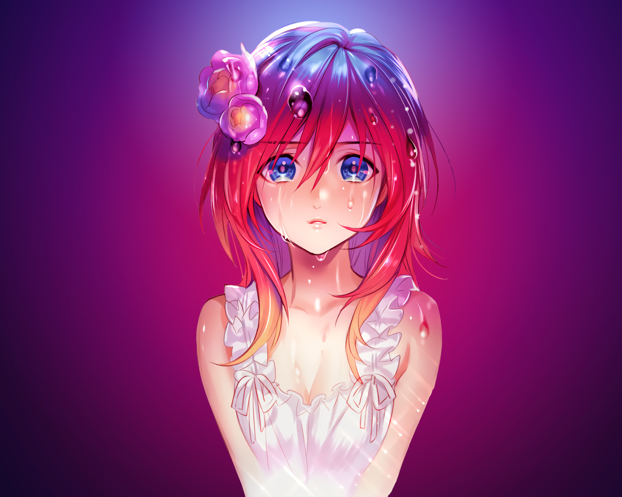 Грустная красивая девушка аниме