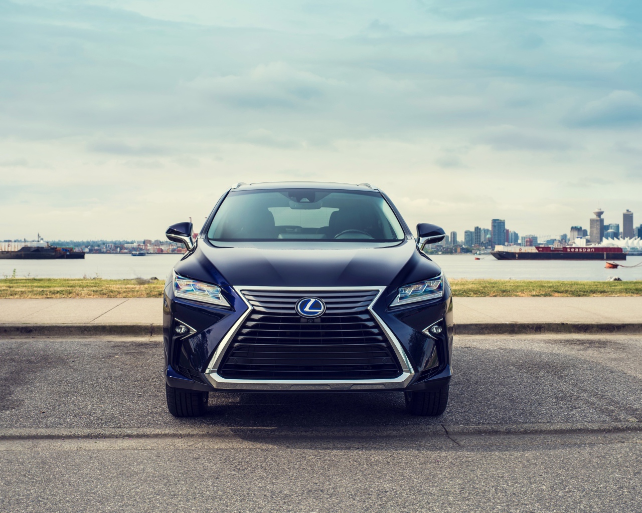 Черный автомобиль Lexus RX 450hL, 2018 года